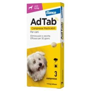 ELANCO | AdTab COMPRESSE MASTICABILI | ANTIPARASSITARIO ORALE PER CANI DA 2,5KG A 5,5KG
