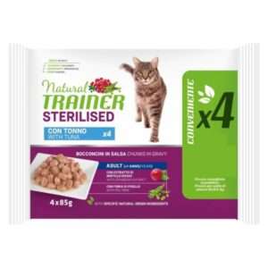 NATURAL TRAINER CAT STERILISED | FLOW PACK 4X85GR | TONNO