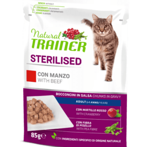 NATURAL TRAINER | STERILISED MANZO | GATTO ADULTO | BUSTA GR.85