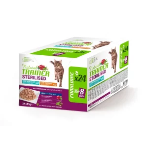 NATURAL TRAINER CAT STERILISED | MULTIPACK 24X85GR | TACCHINO E MERLUZZO